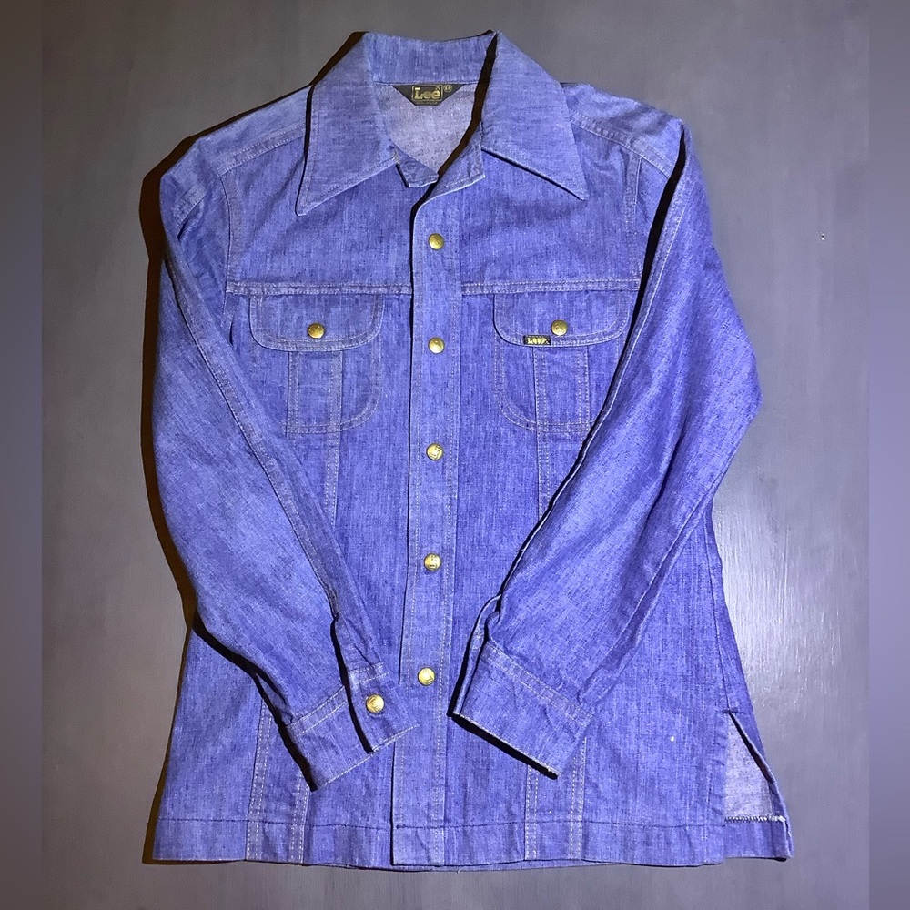 Vintage 1970s Men’s Lee Denim Snap Down Shirt Jacket | Minor Wear
